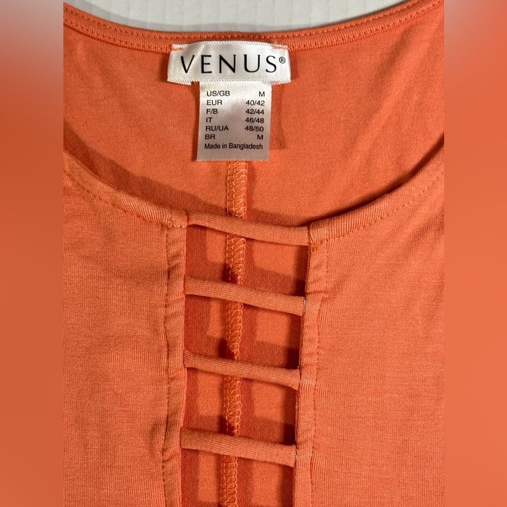 VENUS Women’s Sherbet Orange Tank Top W/ Accent Cleavage Sleeveless Medium - Picture 4 of 6